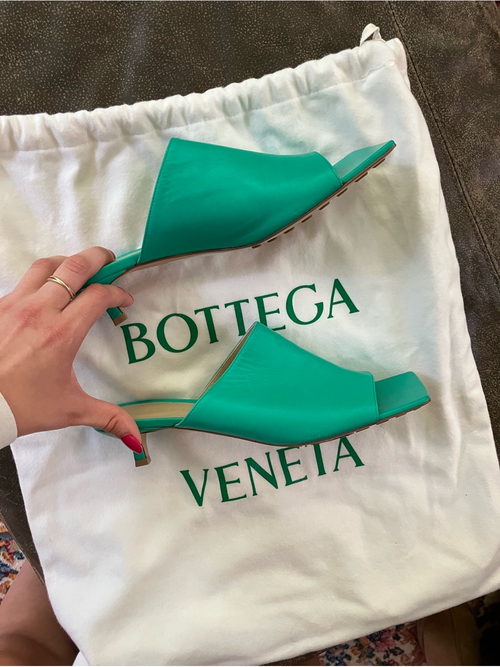 Bottega Veneta Stretch Mule Sandals Size 39 Green